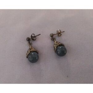 Vintage Drop Dangle Earrings With Silver Tone Accents